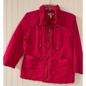 Dress barn jacket deep pink zip front sz large